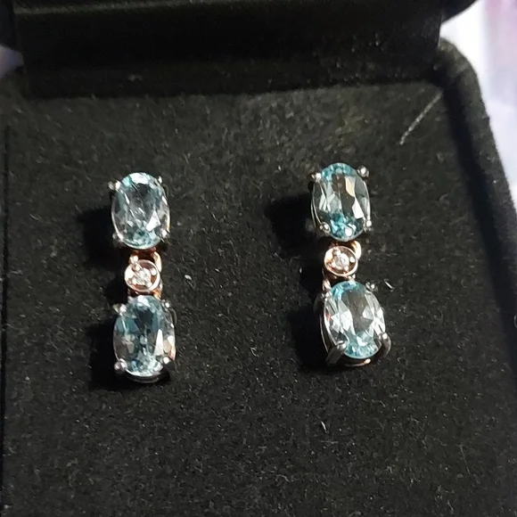 Aquamarine Vintage Earrings - Picture 6 of 7